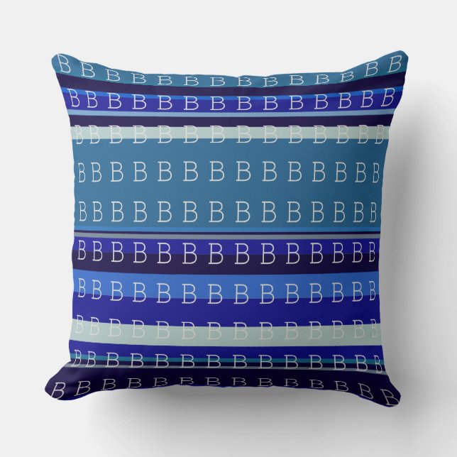personalised first letter of your name blue cushion (Front)