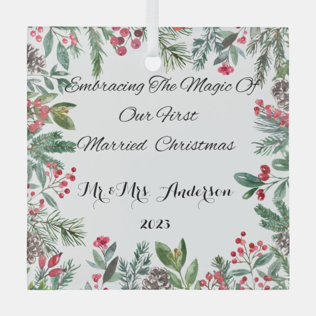 Personalised First Married Christmas Ornament (Front)