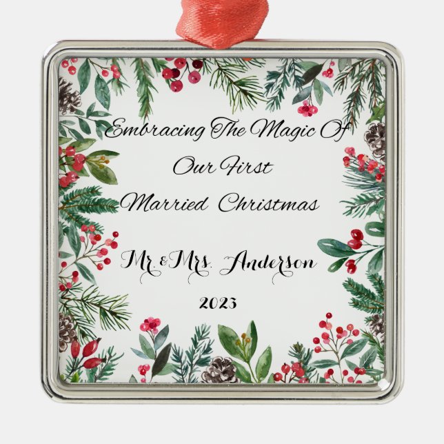 Personalised First Married Christmas Ornament (Front)