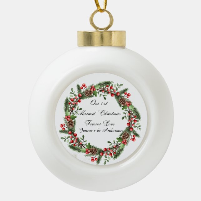 Personalised First Married Christmas Ornament (Front)