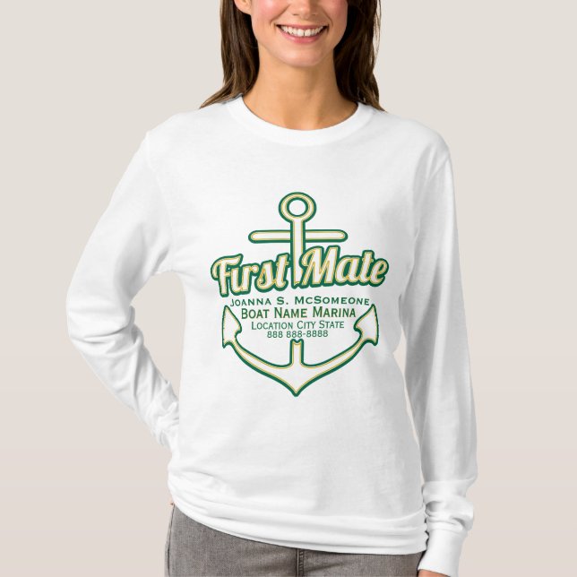 Personalised First Mate Anchor Nautical Tee (Front)