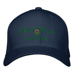Personalised First Mate Lifesaver Anchor Green Embroidered Hat