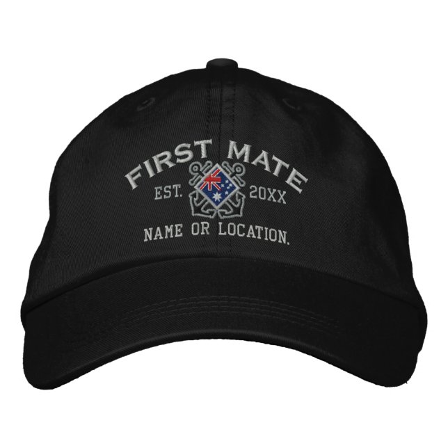 Personalised First Mate Nautical Australia Flag Embroidered Hat (Front)