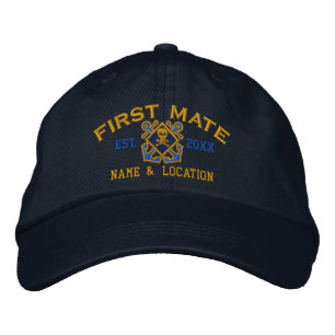 Personalised First Mate Nautical Crossbones Skull Embroidered Hat