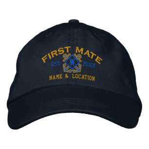 Personalised First Mate Nautical Monogram & more Embroidered Hat