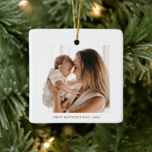 Personalised First Mother's Day Mum Baby Photo Ceramic Ornament