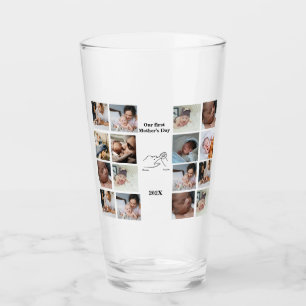 Personalised First Mother's day Photo Collage  Glass