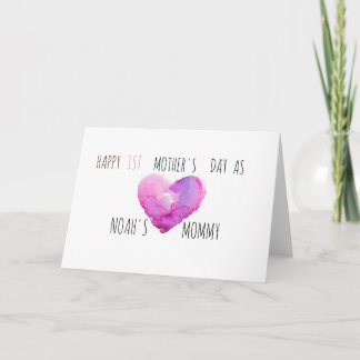 Personalised First Mother's Day Watercolor Heart Card