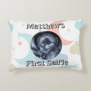 Personalised First Selfie Ultrasound Photo & Name  Decorative Cushion