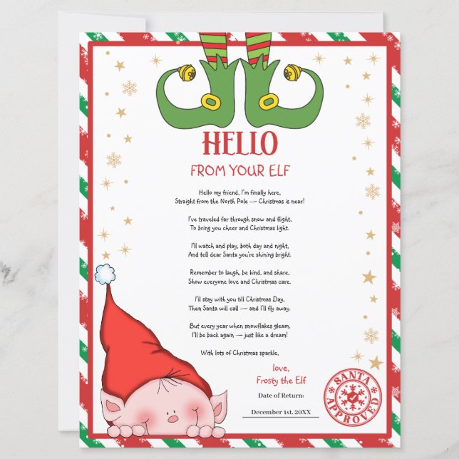 Personalised First Time Elf Arrival Letter (Front)