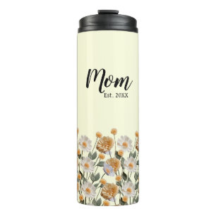 Personalised First Time Mum Gift Floral  Thermal Tumbler