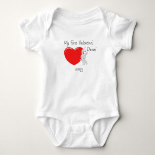 Personalised First Valentines Red Rabbit Baby Bodysuit