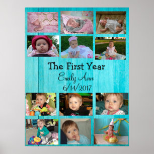 Personalised First Year Collage Baby Photo Poster