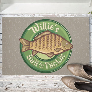Personalised Fish and Tackle Shop Fishing Angler Doormat
