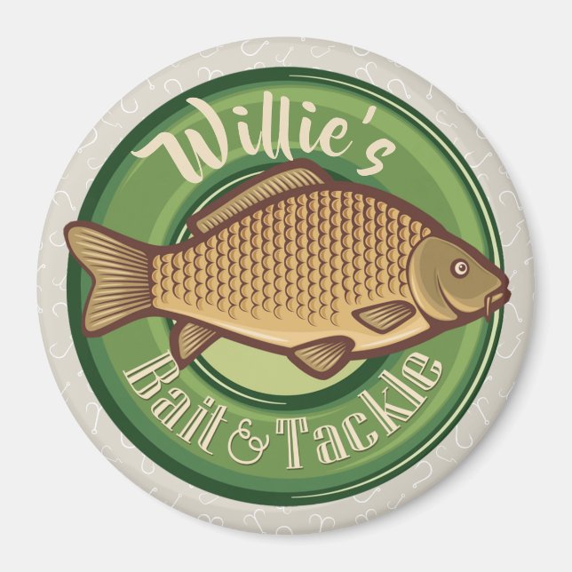 Personalised Fish and Tackle Shop Fishing Angler Magnet (Front)