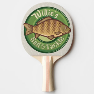 Personalised Fish and Tackle Shop Fishing Angler Ping Pong Paddle
