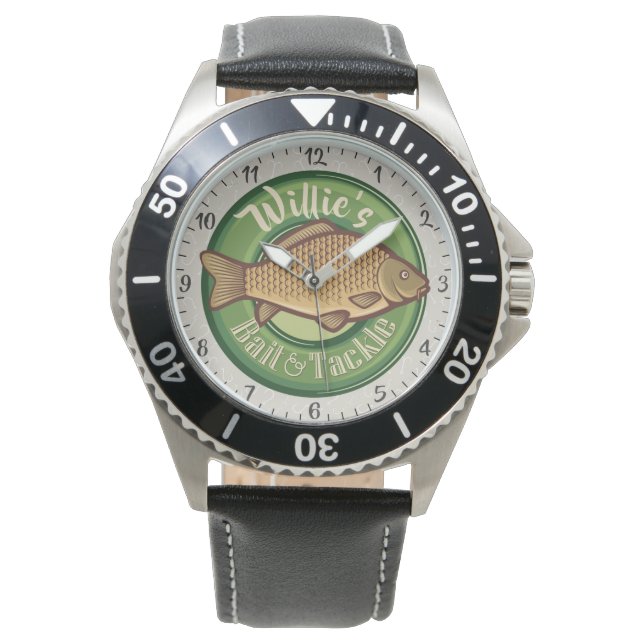 Personalised Fish and Tackle Shop Fishing Angler Watch (Front)