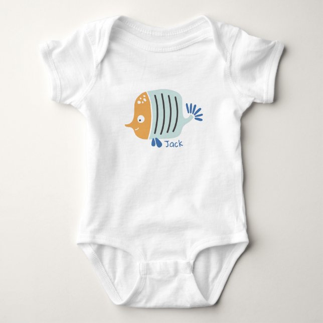 Personalised Fish Sea Animals Baby Bodysuit (Front)