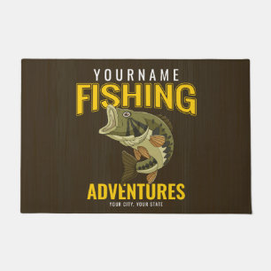 Personalised Fishing Adventures Bass Fish Angler Doormat