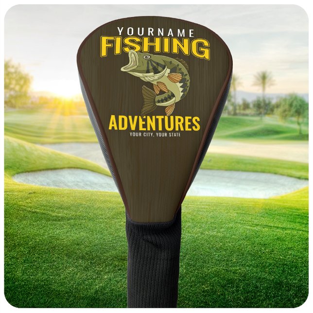Personalised Fishing Adventures Bass Fish Angler  Golf Head Cover (Creator Uploaded)