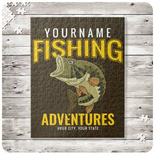 Personalised Fishing Adventures Bass Fish Angler  Jigsaw Puzzle