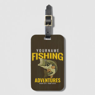 Personalised Fishing Adventures Bass Fish Angler Luggage Tag