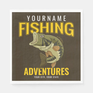 Personalised Fishing Adventures Bass Fish Angler  Napkin