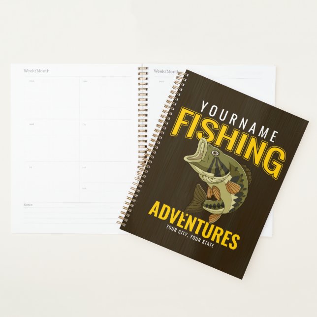Personalised Fishing Adventures Bass Fish Angler  Planner (Display)
