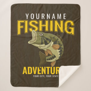Personalised Fishing Adventures Bass Fish Angler  Sherpa Blanket