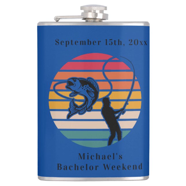 Personalised Fishing Bachelor Weekend Hip Flask (Front)