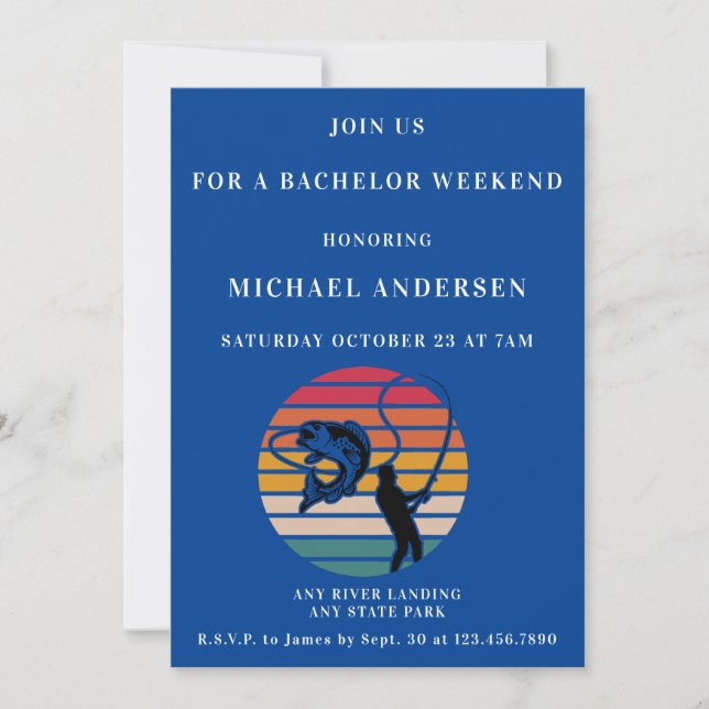 Personalised Fishing Bachelor Weekend Invitation (Front)