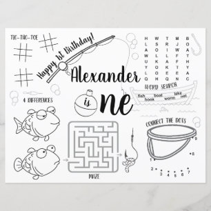 Personalised Fishing Birthday Colouring Placemat