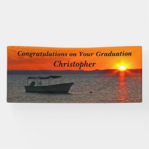 Personalised Fishing Boat Graduation or Retirement Banner