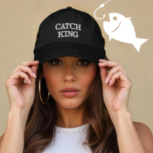 Personalised Fishing Catch King Gift for Players Embroidered Hat