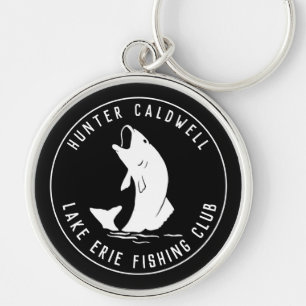 Personalised fishing emblem black key ring