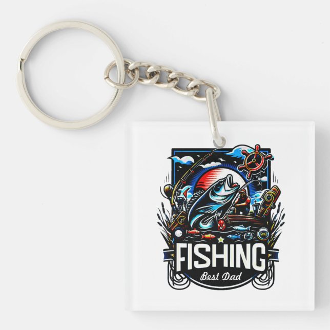 Personalised fishing hat key ring (Front)