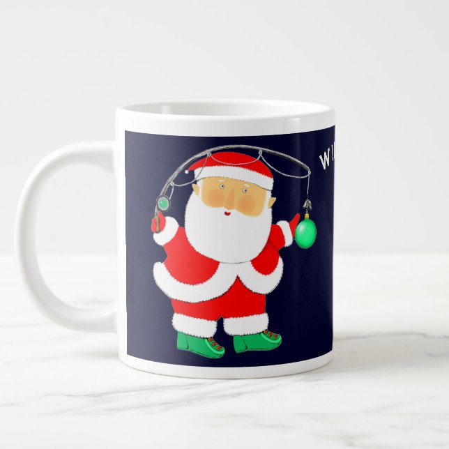 Personalised Fishing Holiday Gift Large Coffee Mug (Left)