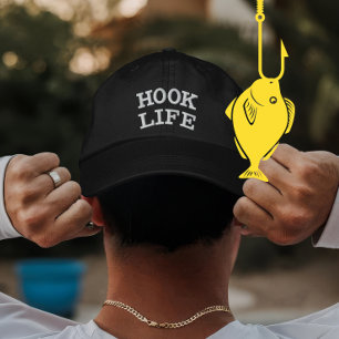 Personalised Fishing Hook Life Gift for Players Embroidered Hat