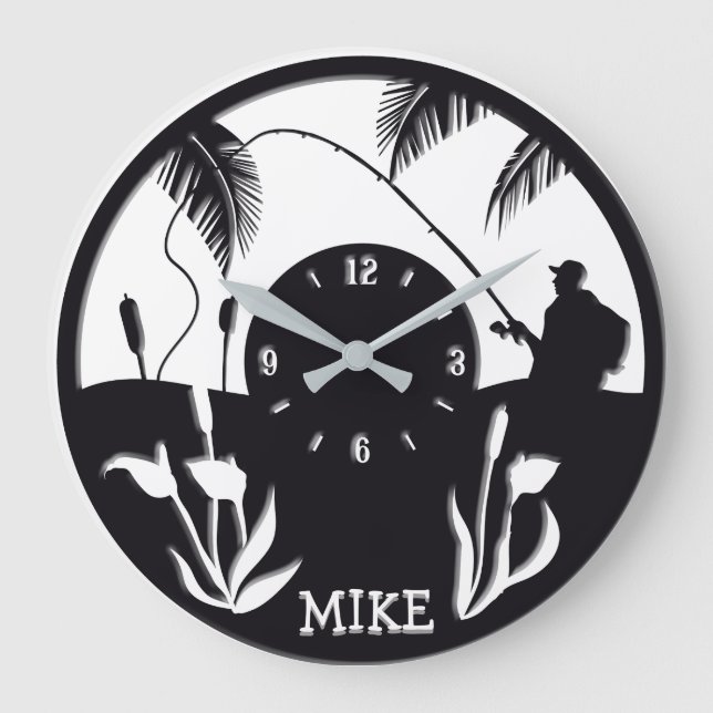 Personalised Fishing Large Clock (Front)
