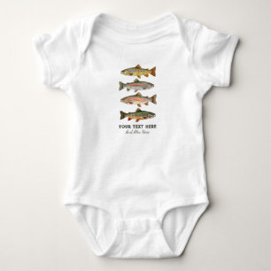 Personalised Fishing Lover  – Trout Fishing Design Baby Bodysuit