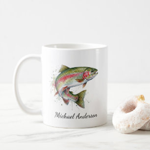Personalised Fishing Lover  – Trout Fishing Design Coffee Mug