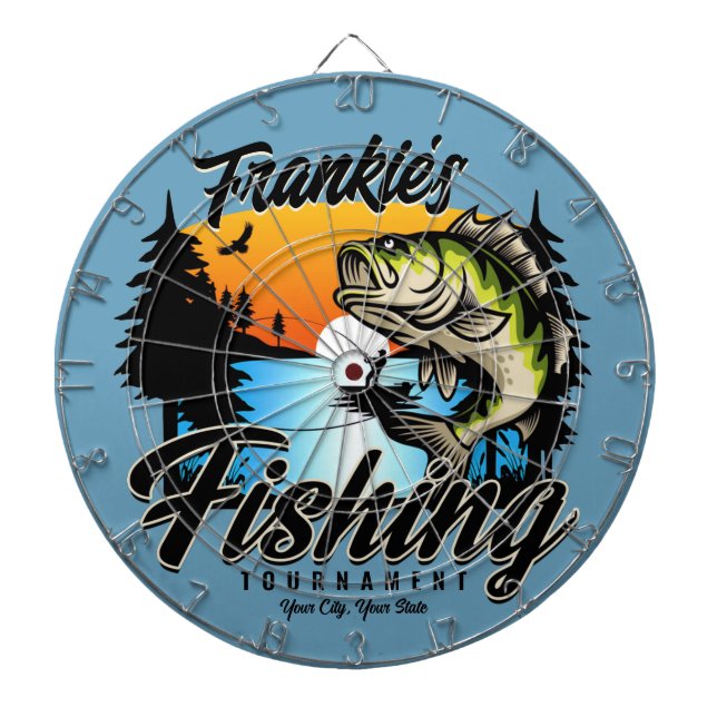 Personalised Fishing Tournament Fish Angler Trout  Dartboard (Front)