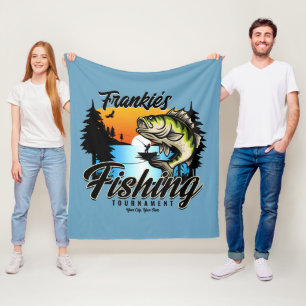 Personalised Fishing Tournament Fish Angler Trout  Fleece Blanket