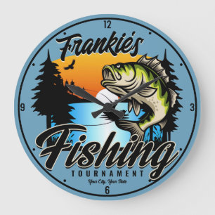 Personalised Fishing Tournament Fish Angler Trout Large Clock