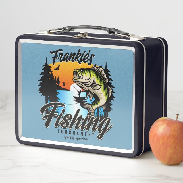 Personalised Fishing Tournament Fish Angler Trout Metal Lunch Box (In Situ)