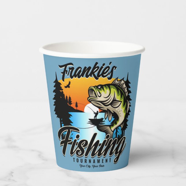 Personalised Fishing Tournament Fish Angler Trout  Paper Cups (Front)