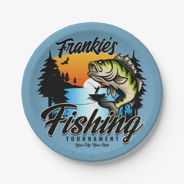 Personalised Fishing Tournament Fish Angler Trout  Paper Plate (Front)