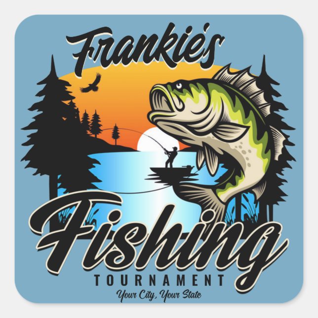 Personalised Fishing Tournament Fish Angler Trout  Square Sticker (Front)