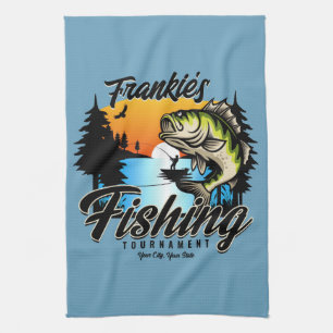 Personalised Fishing Tournament Fish Angler Trout Tea Towel