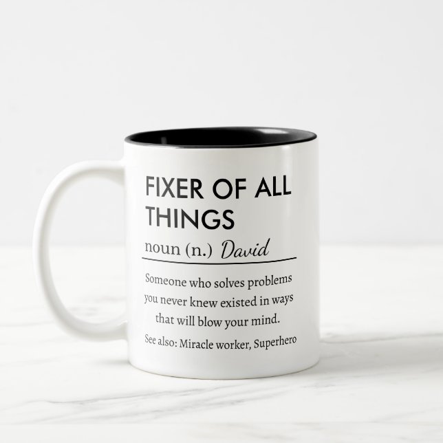 Personalised Fixer of All Things Custom Grandpa Two-Tone Coffee Mug (Left)